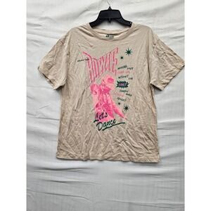 David Bowie Womens Let's Dance Graphic T-Shirt Tan Cotton Casual Size Medium
